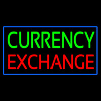 Currency E change Blue Border Leuchtreklame