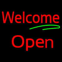 Cursive Welcome Open Leuchtreklame