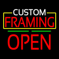 Custom Framing Open Green Line Leuchtreklame