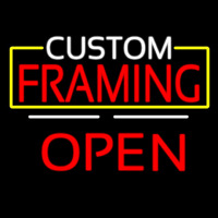 Custom Framing Open White Line Leuchtreklame