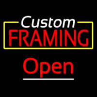 Custom Framing Yellow Border Open Leuchtreklame