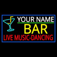 Custom Red Live Music Dancing Yellow Bar And Blue Border Leuchtreklame