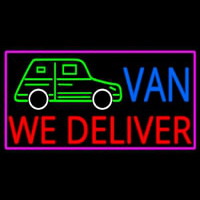 Custom We Deliver Van With Pink Border Leuchtreklame