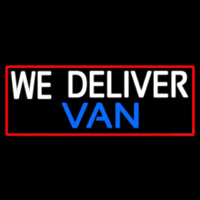 Custom We Deliver Van With Red Border Leuchtreklame