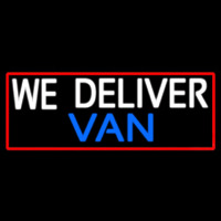 Custom We Deliver Van With Red Border Leuchtreklame