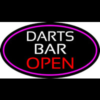 Dart Bar Open Oval With Pink Border Leuchtreklame
