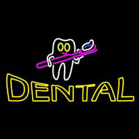 Dental With Tooth And Brush Logo Leuchtreklame