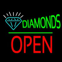 Diamonds Logo Block Open Green Line Leuchtreklame