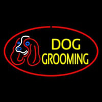 Dog Grooming Red Oval Leuchtreklame