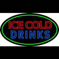 Double Stroke Ice Cold Drinks Leuchtreklame