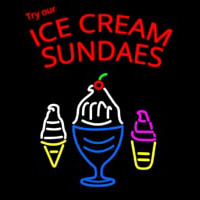 Double Stroke Ice Cream Sundaes Leuchtreklame