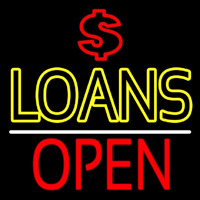Double Stroke Loans With Dollar Logo Open Leuchtreklame