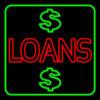 Double Stroke Loans With Dollar Logo With Green Border Leuchtreklame