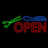 Double Stroke Open With Scissor And Comb Leuchtreklame
