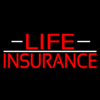 Double Stroke Red Life Insurance With White Lines Leuchtreklame
