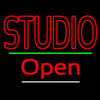 Double Stroke Red Studio With Open 3 Leuchtreklame