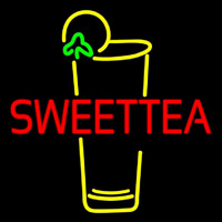 Double Stroke Sweet Tea With Glass Leuchtreklame