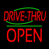 Drive Thru Block Open Green Line Leuchtreklame