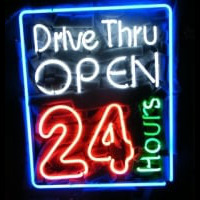 Drive Thru Open 24 Hours Noneon Sign Leuchtreklame