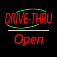 Drive Thru Open White Line Leuchtreklame