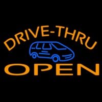 Drive Thru Open With Car Leuchtreklame
