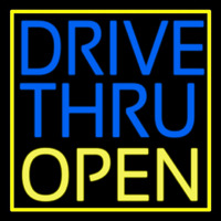 Drive Thru Open With Yellow Border Leuchtreklame