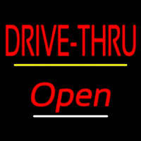 Drive Thru Open Yellow Line Leuchtreklame