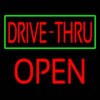 Drive Thru With Green Border Block Open Leuchtreklame
