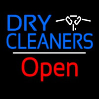 Dry Cleaners Logo Open White Line Leuchtreklame