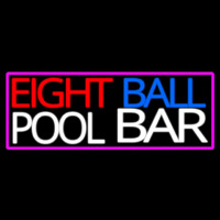 Eight Ball Pool Bar With Pink Border Leuchtreklame