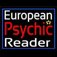 European Psychic Reader With Blue Border Leuchtreklame