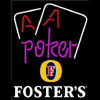 Fosters Purple Lettering Red Aces White Cards Beer Sign Leuchtreklame