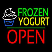 Frozen Yogurt Block Open Green Line Leuchtreklame