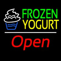 Frozen Yogurt Open White Line Leuchtreklame