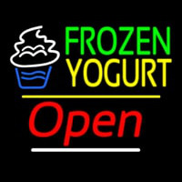 Frozen Yogurt Open Yellow Line Leuchtreklame