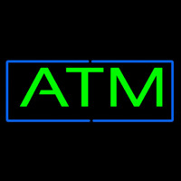 Green Atm Blue Border Leuchtreklame