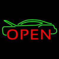 Green Car Open Leuchtreklame