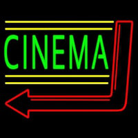 Green Cinema With Arrow Leuchtreklame
