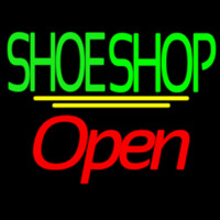 Green Double Stroke Shoe Shop Open Leuchtreklame