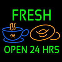 Green Fresh Open 24 Hrs Cups And Donuts Leuchtreklame