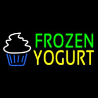 Green Frozen Yogurt Yellow Logo Leuchtreklame