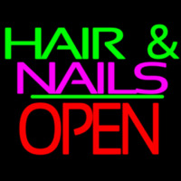 Green Hair And Nails Pink Block Open Leuchtreklame
