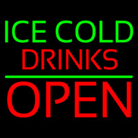 Green Ice Red Cold Drinks Open Leuchtreklame