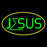 Green Jesus Yellow Border Leuchtreklame