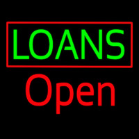 Green Loans Red Border Open Leuchtreklame