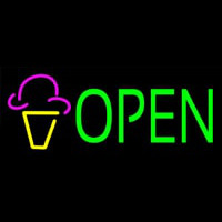 Green Open Ice Cream Cone Leuchtreklame