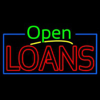 Green Open Red Double Stroke Loans Leuchtreklame