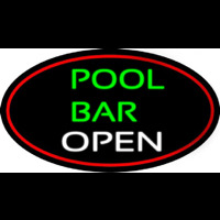 Green Pool Bar Open Oval With Red Border Leuchtreklame