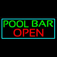 Green Pool Bar Open With Turquoise Border Leuchtreklame