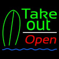 Green Take Out Bar Open Leuchtreklame